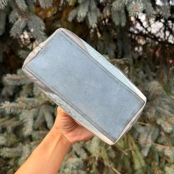 *RARE* Coach Denim Wave Patchwork Demi Bag Suede Light Blue Handbag Y2K - Picture 6 of 8